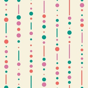 Modern Geometric Pink and Teal Dots and Lines