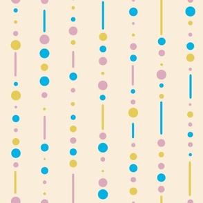 Modern Geometric Blue Pink and Yellow Dots and Lines