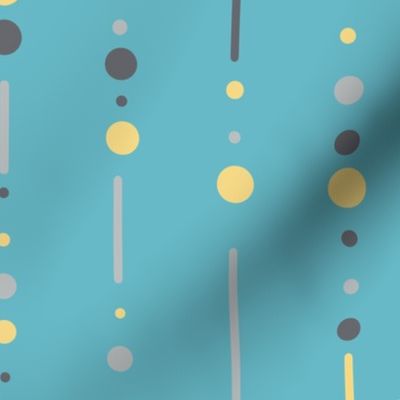 Modern Geometric Blue and Yellow Dots and Lines