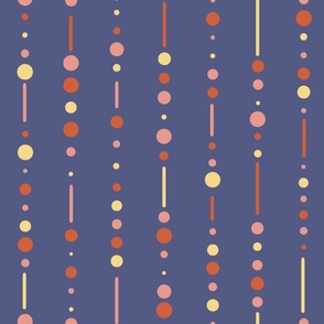 Modern Geometric Purple Orange and Yellow Dots and Lines