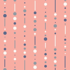 Modern Geometric Pink and Blue Dots and Lines