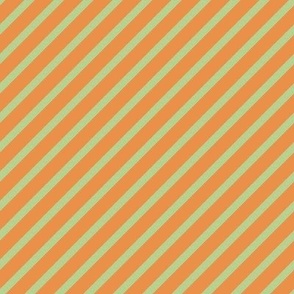 Diagonal stripes_green on orange_4inch
