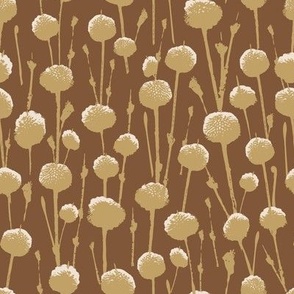 Tall Pompom Flowers, on brown