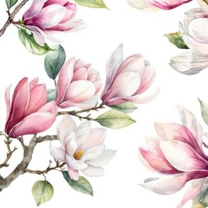 magnolia branches mirrored watercolor