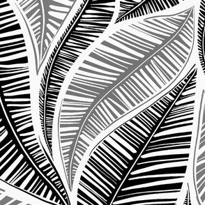 Serene Palm Leaves in Black,  large scale