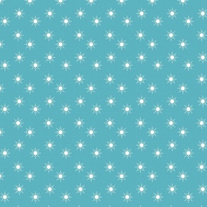 Suns on teal, linen textured, small scale