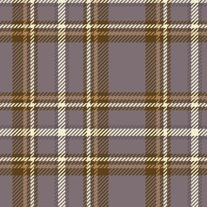 Autumn Woven Plaid, brown and cream on purple