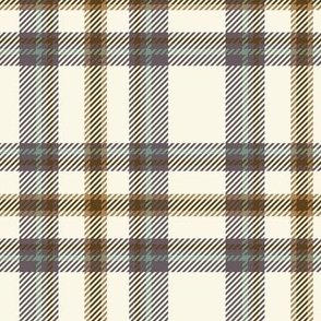 Autumn Woven Plaid, brown, purple, and teal on cream 