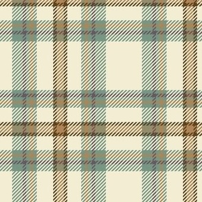 Autumn Woven Plaid, teal and brown on cream