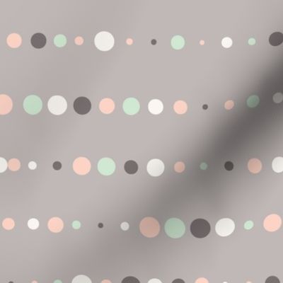 Modern Geometric Grey and Pink Dotted Stripes