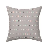 Modern Geometric Grey and Pink Dotted Stripes