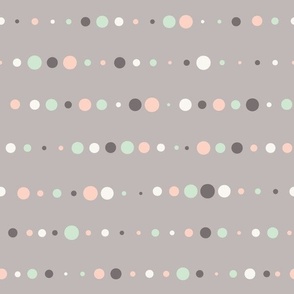 Modern Geometric Grey and Pink Dotted Stripes