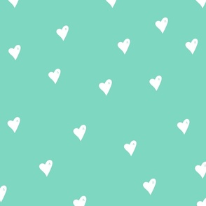 green and White Hearts