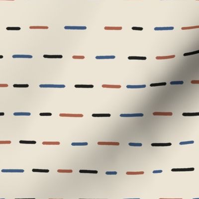 Geometric Dotted Lines Beige Blue Brown