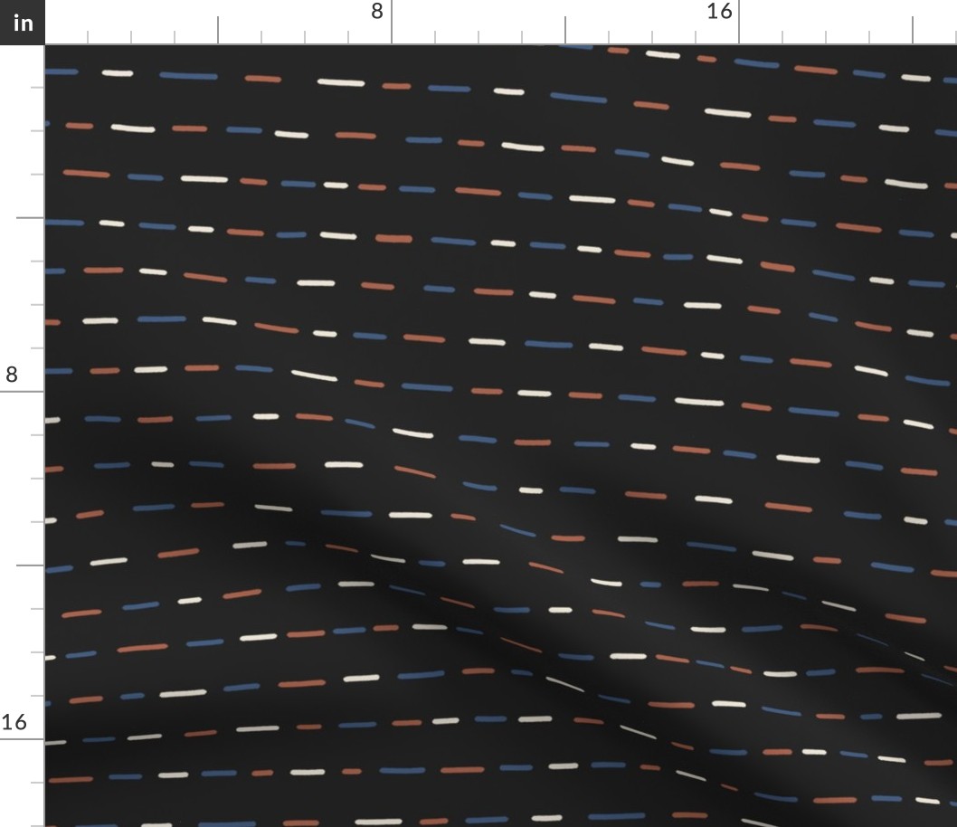 Geometric Dotted Lines Charcoal Blue Brown
