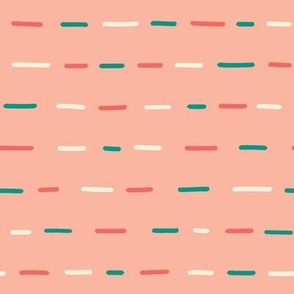 Dots Lines Pink Coral Teal