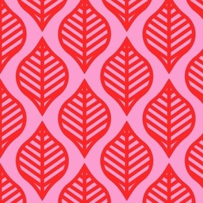 Ogee leaf - Red and Pink