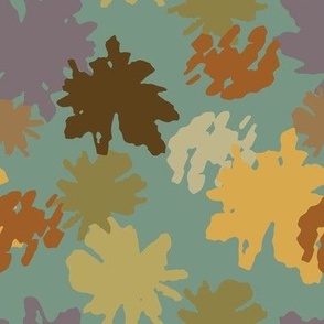 Abstract Autumn Leaves, teal
