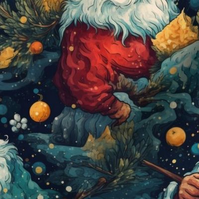 van gogh inspired starry night santa claus with oranges