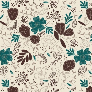 Night Time Floral Garden- Ivory