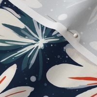 red white and blue falling snowflake flowers inspired by van gogh