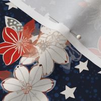 red white and blue floral explosion inspired by van gogh