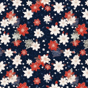 red white and blue floral explosion inspired by van gogh