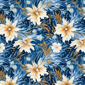 white and gold snowflake floral garden inspired by van gogh