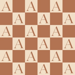 Letter A Checkered Brown Cream