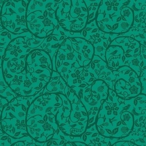 Emerald green cut paper botanical pattern - Victorian and monochrome  