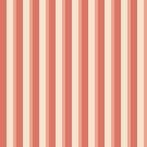 Spring garden classic bold stripe - coral, peach and cream - grandmillennial, traditional, heritage stripe