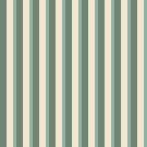 Spring garden classic bold stripe - sage, light teal and cream - grandmillennial, traditional, heritage stripe