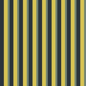 Spring garden classic bold stripe - midnight, sage and mimosa yellow - traditional, heritage stripe