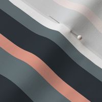 Spring garden classic bold stripe - midnight, slate and peach - traditional, heritage stripe