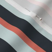 Spring garden classic bold stripe - midnight, coral and sea glass - traditional, heritage stripe