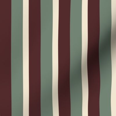 Spring garden classic bold stripe - maroon, sage and cream - traditional, heritage stripe