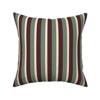Spring garden classic bold stripe - maroon, sage and cream - traditional, heritage stripe