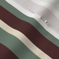 Spring garden classic bold stripe - maroon, sage and cream - traditional, heritage stripe