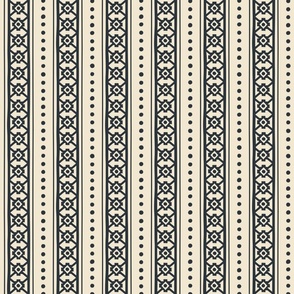 Spring garden dots and lattice heritage stripe - midnight on cream - grandmillennial, traditional stripe for decor