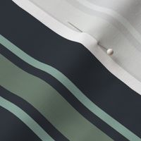 Spring garden regency heritage stripe - light teal and sage on midnight - traditional stripe for decor