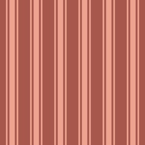 Spring garden regency heritage stripe - peach on dark coral - grandmillennial, traditional stripe for decor