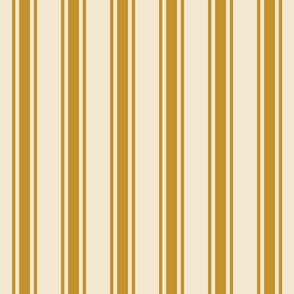 Spring garden regency heritage stripe - mustard on cream - grandmillennial, traditional stripe for decor