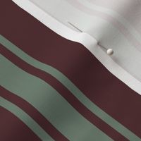 Spring garden regency heritage stripe - sage on maroon - traditional stripe for decor