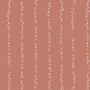 Dainty Dotted Stripe Vertical - Terracotta Brown 