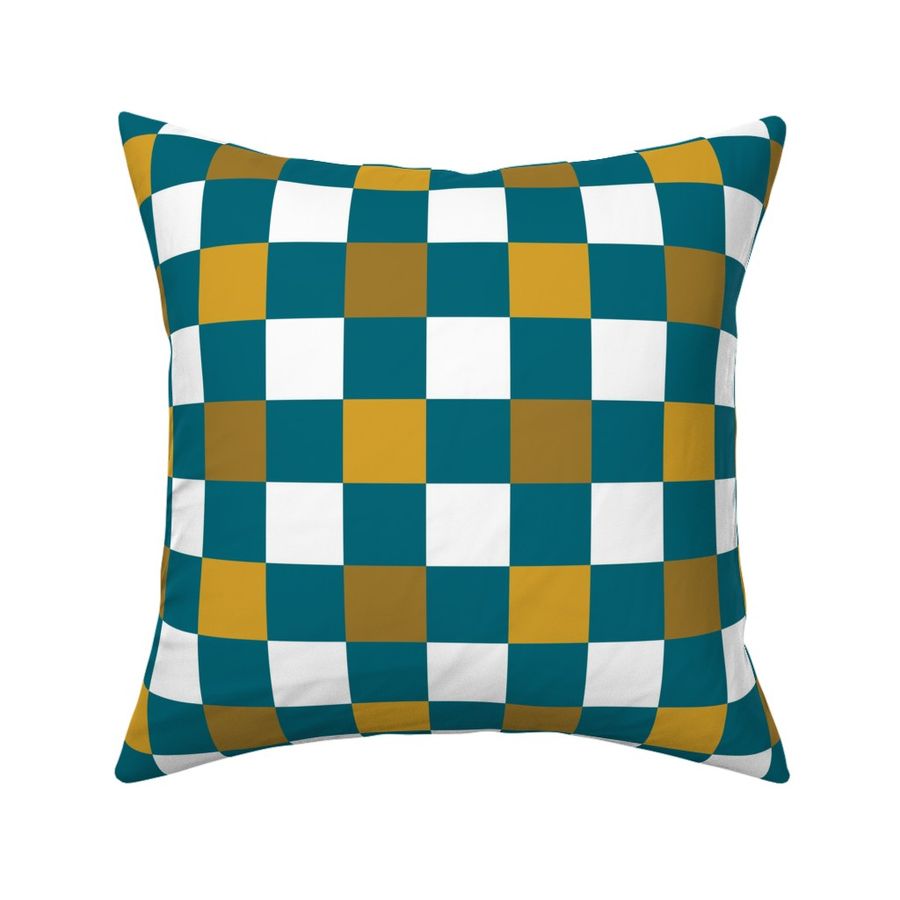 Medium Scale Team Spirit Football Checkerboard in Jacksonville Jaguars Colors Yellow Gold and Teal