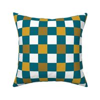 Medium Scale Team Spirit Football Checkerboard in Jacksonville Jaguars Colors Yellow Gold and Teal