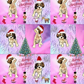 fluffy pink  Christmas puppies