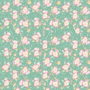 Unicorn Floral on Soft Green Distressed