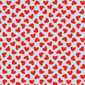 Red valentines day hearts on light blue XS