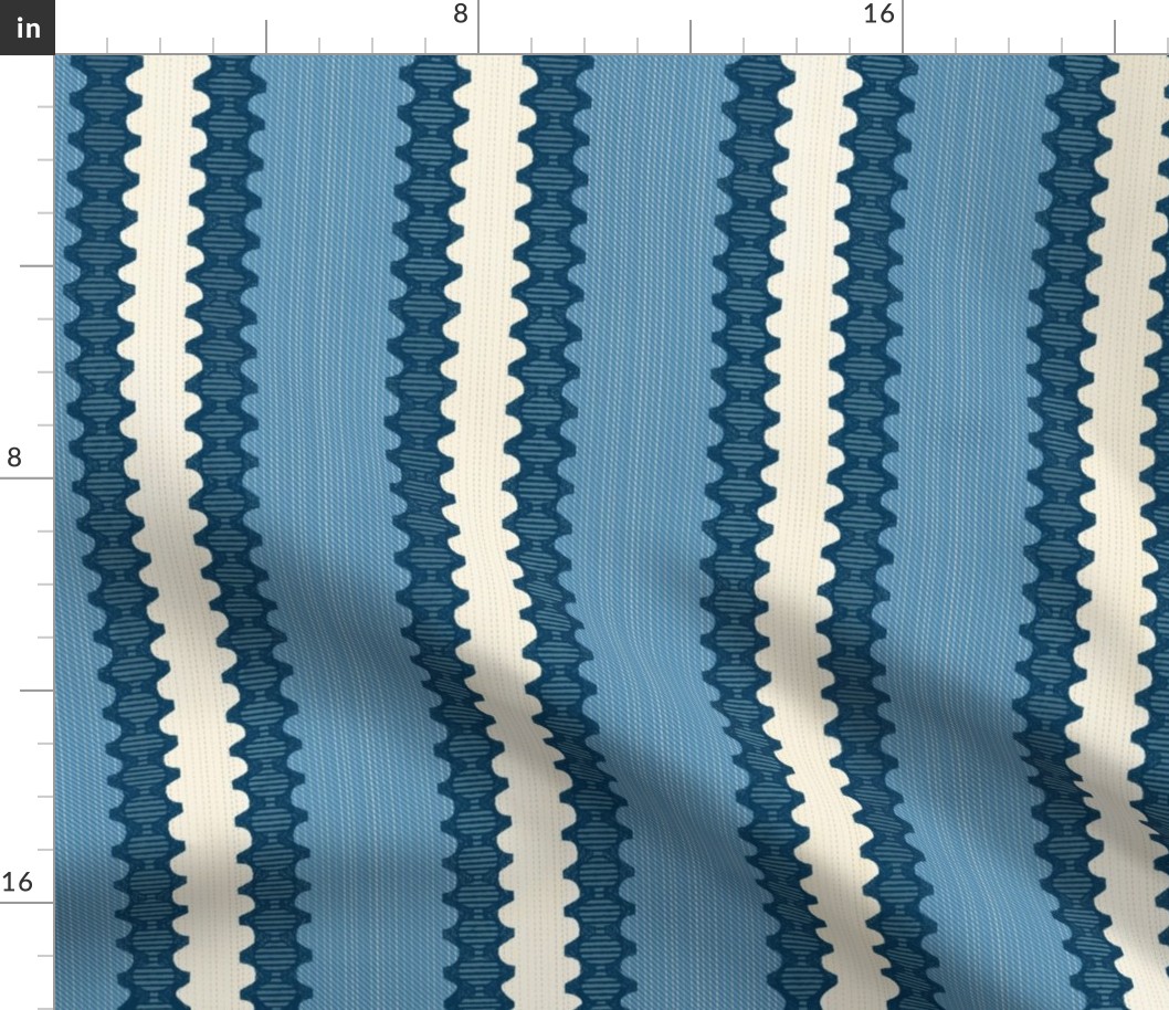 French Country Stripes Lafayette Blue Large 